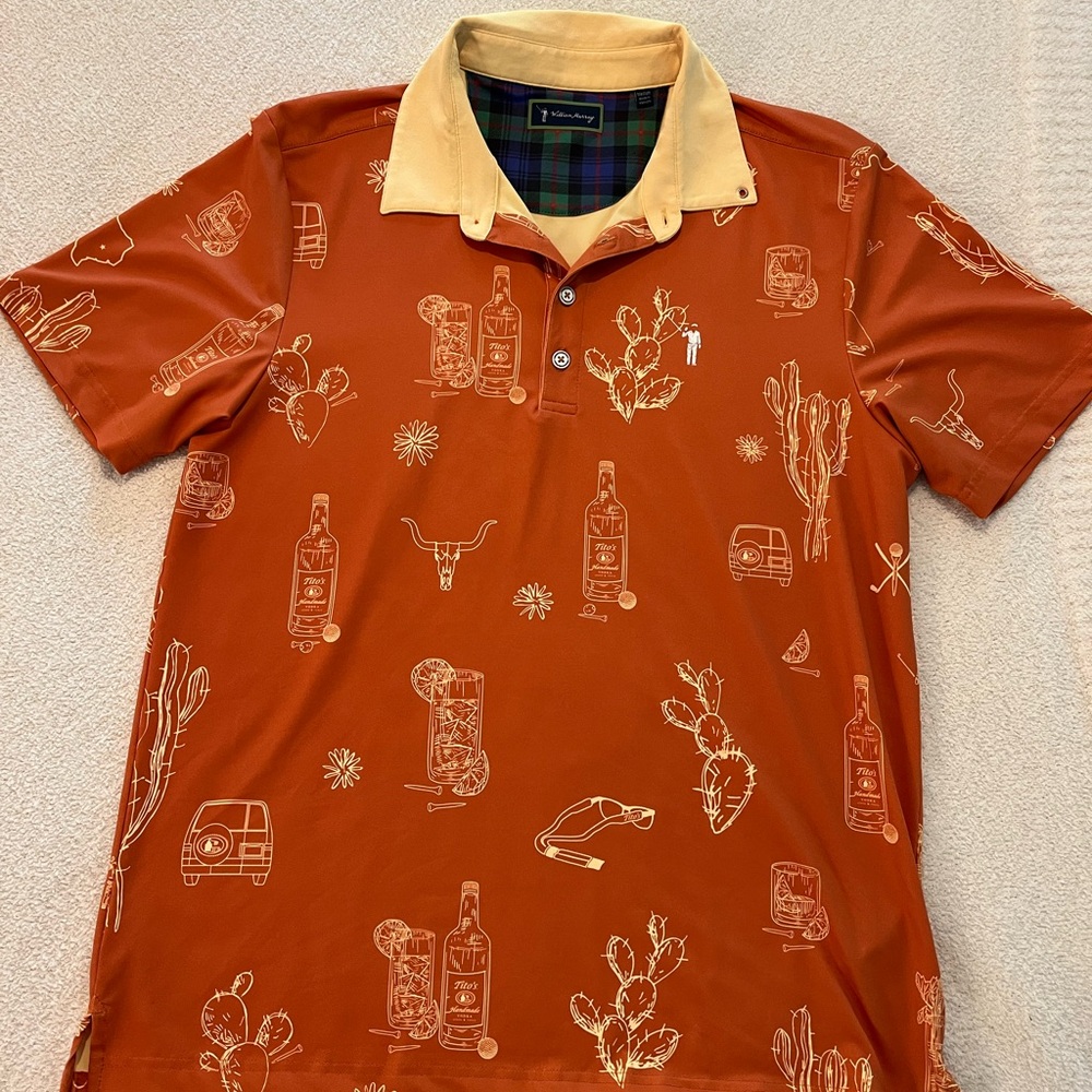 Brooks Brothers Orange and Cream Polo Shirt with Desert Print